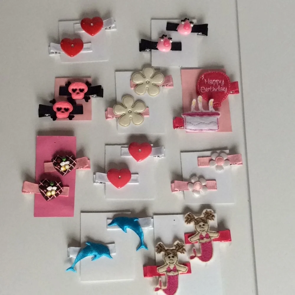 10 sets of Hair Brats Used Barrettes Clips Etc Handmade New
